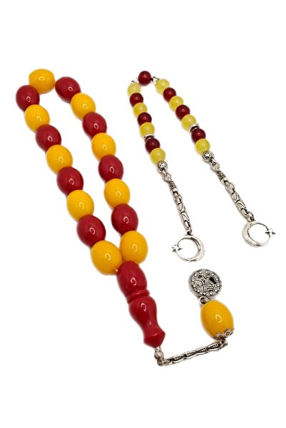 Han Ticarethane Комплект молитвени мъниста - жълто-червен ветрилообразен тали...