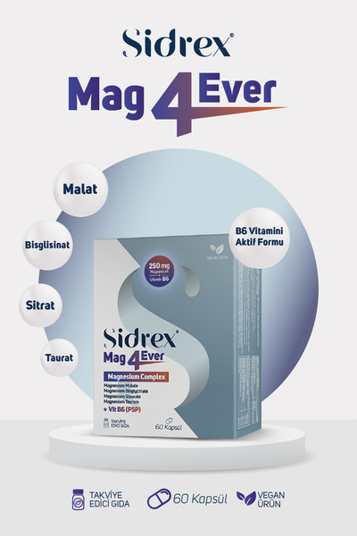 SIDREX Mag4ever Magnezyum ve Vitamin B6 İçeren Takviye Edici Gıda 60 KAPSUL