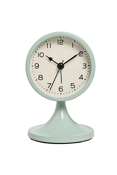 Choice Green Nordic Metal Round Alarm Clock, Vintage Creative Silent Table Clock, Student Bedside Nightligh