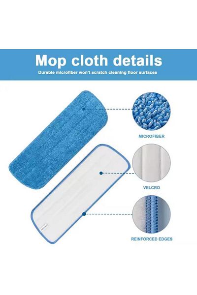 Generic 3 Piece Microfiber Mop Replacement Cleaning Pad Set Red/Blue/Green 42x14centimeter