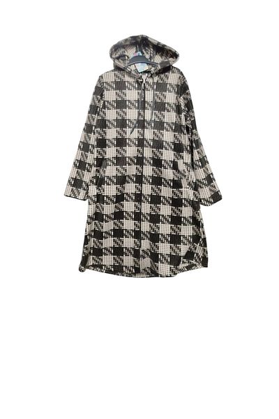 DHDmoda Hooded Pocket Zippered Fleece Long Jacket Cardigan