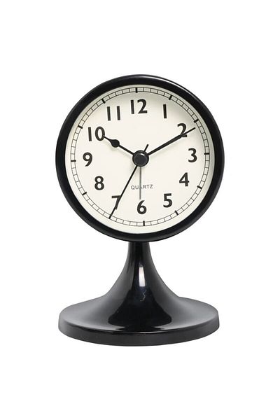 Choice Black Nordic Metal Round Alarm Clock, Vintage Creative Silent Table Clock, Student Bedside Nightligh