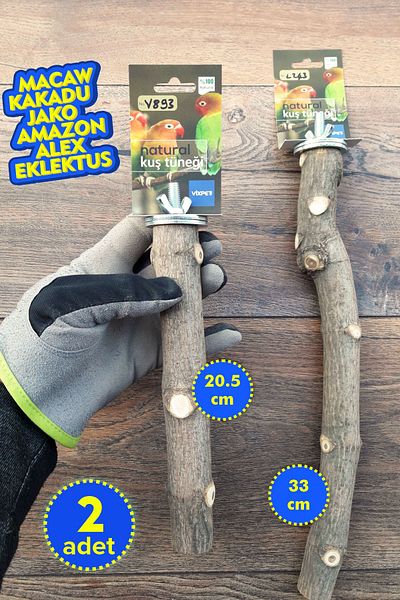 Vixpet Venty Natural Parrot Perch 2 Pieces |   Macaw, Cockatoo, Jako, Amazon, Eklektus, Alex, Kayak - M402