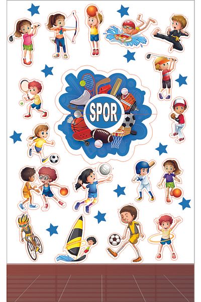 Göktuğ Hediyelik Gym Kindergarten Nursery School Sticker Set 100X100 cm Foil Printing