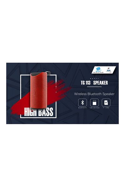 Generic مكبر صوت لاسلكي محمول خارجي من BSNL TG113 مزود بتقنية البلوتوث باللون الأحمر