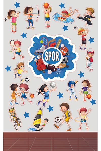 Göktuğ Hediyelik Gym Kindergarten Nursery School Sticker Set 100X100 cm Foil Printing