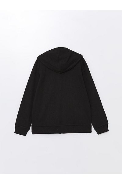 LC Waikiki Hooded Basic Long Sleeve Girl's Zippered Sweatshirt (W4)