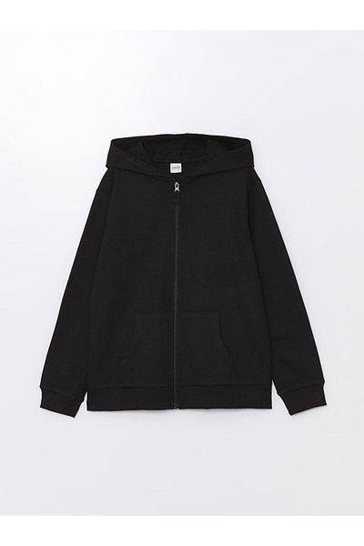 LC Waikiki Hooded Basic Long Sleeve Girl's Zippered Sweatshirt (W4)