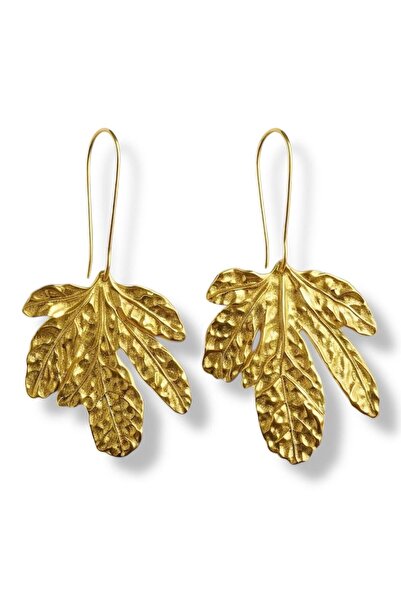 neslyaccessories NESLY ACCESSORIES - İncir Yaprağı Statement Küpe