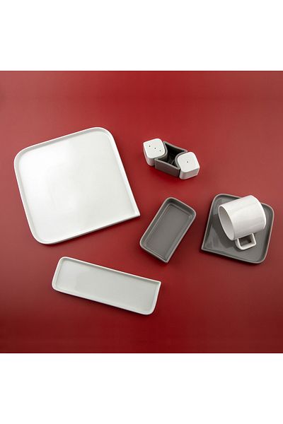 Jumbo Quadro White 27 Piece Breakfast Set for 6 People