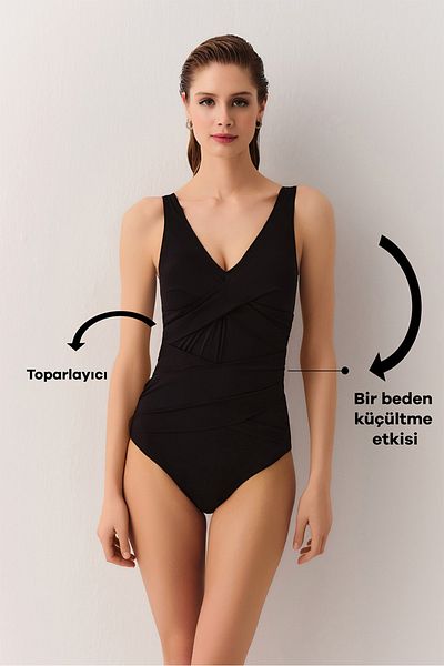 SUWEN V-Neck Corseted Recovery Swimsuit