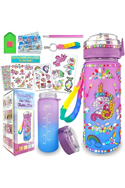 Arabest Water Bottle Decorate Kits,With Bottle,Unicorns & Mermaids Diamond Stickers,Designs Your Own Bottle