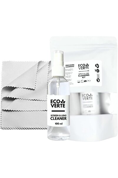 EcoVerte طقم بخاخ منظف الشاشة وقطعة قماش تنظيف من الألياف الدقيقة 100 مل