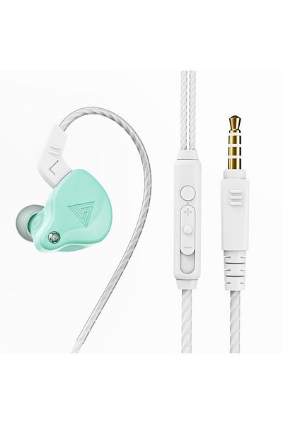 Choice AK6 Green B QKZ AK6 Wired Headphones Dual Drive HiFi Earphone with Microphone 3.5mm Sport Running Mu