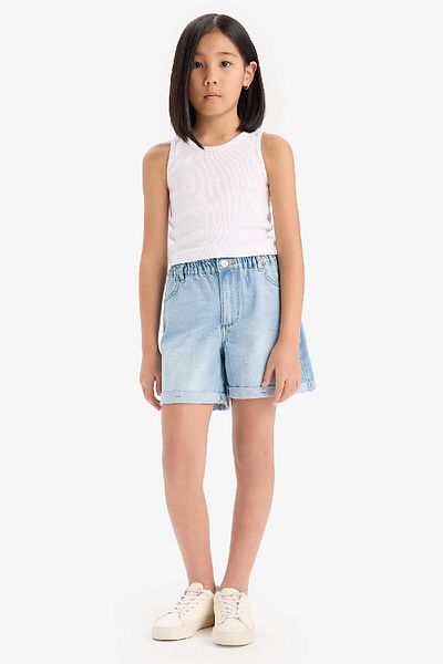 DeFacto Pantaloni scurți pentru fete Paperbag Jean B8113A825SM