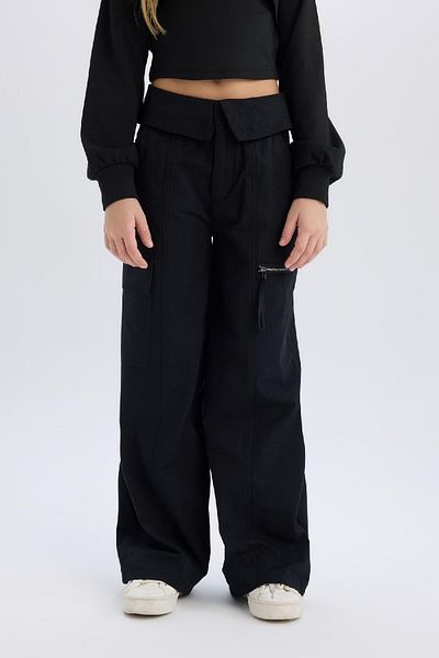 DeFacto Girl's Wide Leg Cargo Wide Leg Cotton Pants D9700A825Sp