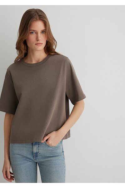 Mavi Braunes Basic-T-Shirt mit lockerer Passform / lockerer, entspannter Passform 1613077 -83866