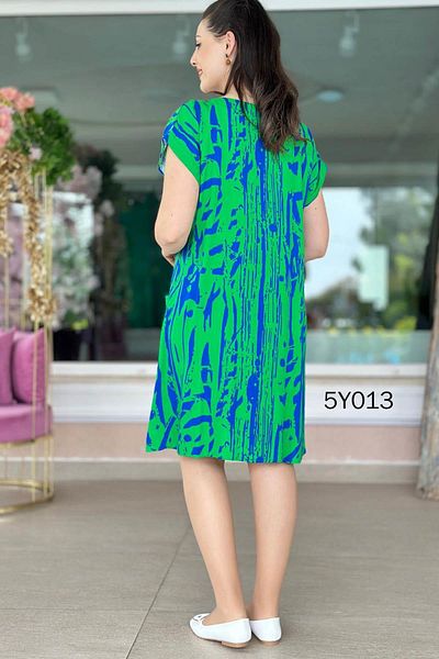 İnce Topuk Viscose Dress with Front Pocket (5Y013)