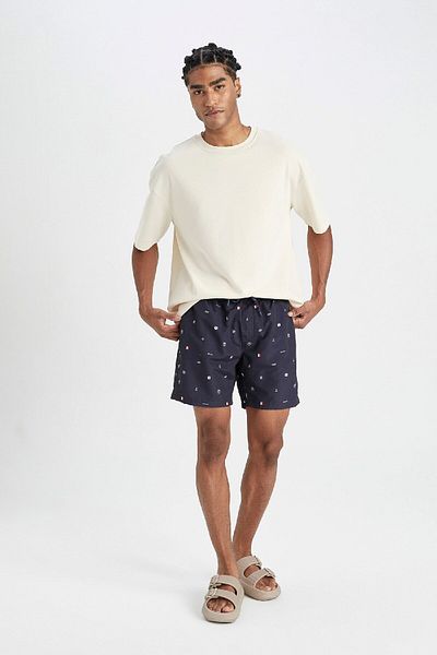 DeFacto Regular Fit gemusterte, mit Mesh gefütterte, kurze Badeshorts M8328az24hs