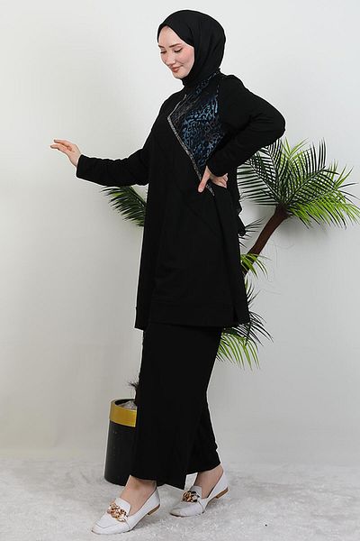 GİYZAMİLA Διπλό Σετ με Πέτρινη Ρίγα Navy Blue