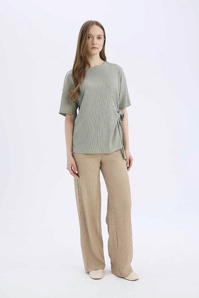 DeFacto Wrap-Around Pants Wide Leg Wide Wide Leg Stretchy Waisted C0200Ax25Sp