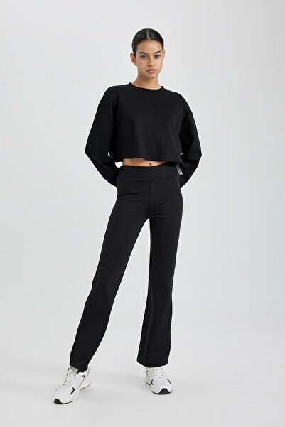 DeFacto Fit Sporcu Jogger Eşofman Altı Geniş Bol Paça Basic Düz Skuba Dalgıç Kumaş A0566ax24sp