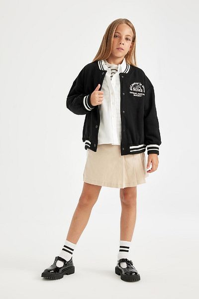 DeFacto Dfc - Girl's Gabardine Pleated School Skirt with Shorts