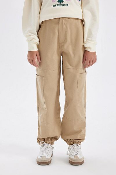 DeFacto Girl's Cargo Pocket Cotton Parachute Trousers with Elastic Waist and Legs C8843A824Au