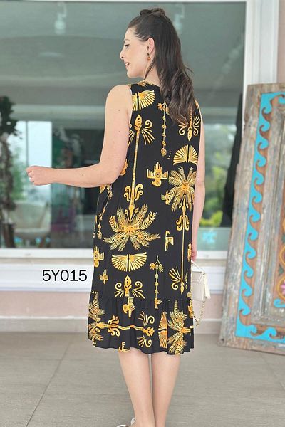 İnce Topuk Zero Sleeve Viscose Dress 5Y015