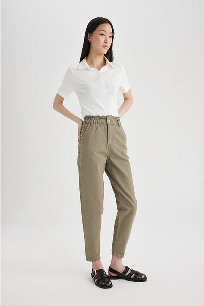 DeFacto Gabardine Pants with High Waist Pockets - Basic Straight Standard Leg S2790Az24Sm