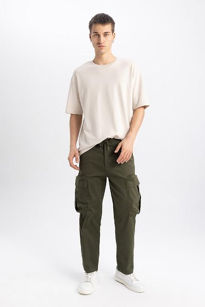 DeFacto Gabardine Trousers Rustic Loose Fit with Cargo Pockets B8606Ax23Wn