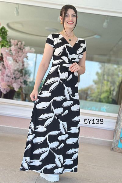 İnce Topuk Double Breasted Collar Waist Tie Viscose Dress 5Y138