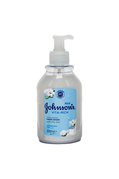 Johnson & Johnson Johnson's Vita-Rich Cotton Milk Moisturizing Hand Wash 300 ml Gentle Nourishment for Soft Hands