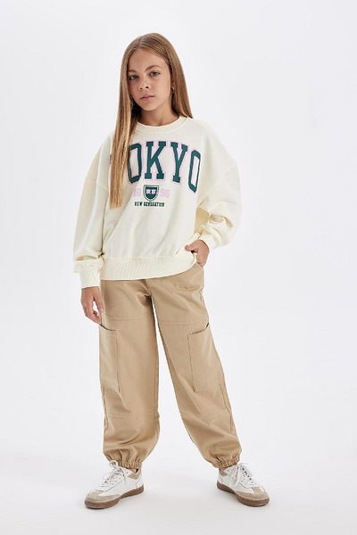 DeFacto Girl's Cargo Pocket Cotton Parachute Trousers with Elastic Waist and Legs C8843A824Au