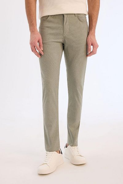 DeFacto Summer Chino Canvas Textured Trousers Slim Fit Slim Fit Pockets Narrow Leg T1055Az25Sp