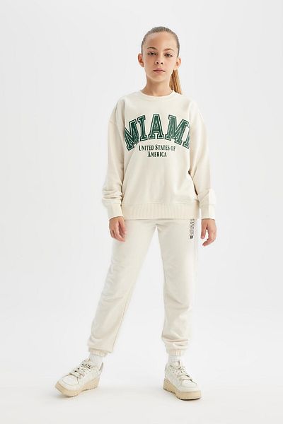 DeFacto Girl's Jogger Sweatpants - Printed, Rubber Waist, Pocket C7670A824Au