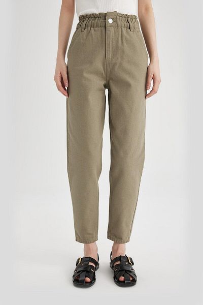 DeFacto Gabardine Pants with High Waist Pockets - Basic Straight Standard Leg S2790Az24Sm