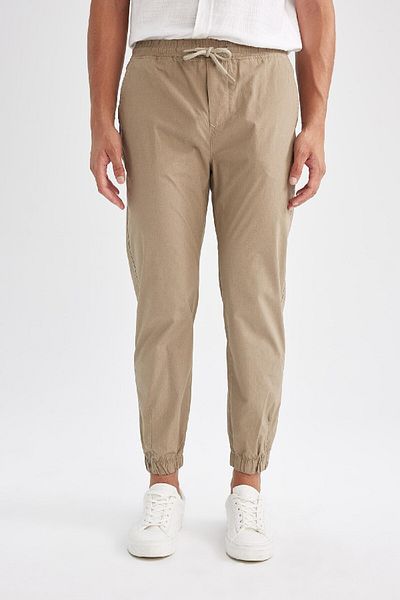 DeFacto Basic Cotton-Padded Jogger Pants - Straight Waist, Lace-Up Pockets, Elastic Leg D7782Ax24Au