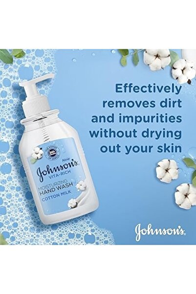 Johnson & Johnson Johnson's Vita-Rich Cotton Milk Moisturizing Hand Wash 300 ml Gentle Nourishment for Soft Hands