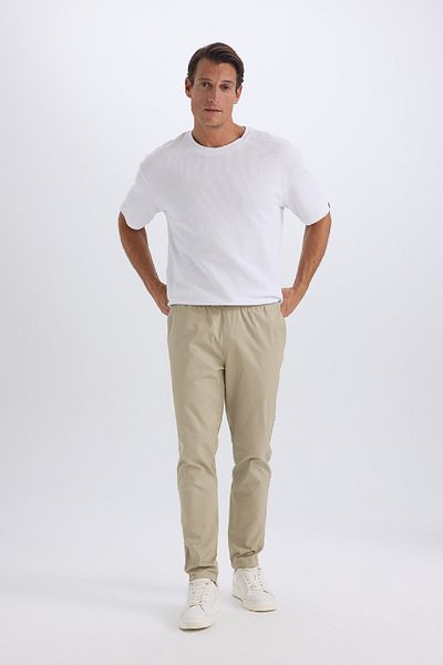 DeFacto 100% Cotton Summer Jogger Chino Pants with Lace-Up Waist and Pockets Straight Leg Z9933Az25Sp