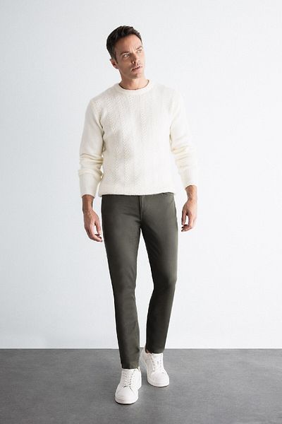 DeFacto Chino-Canvas-Hose, schmale Passform, schmale Passform, Baumwolle, flexibel, schmales Bein, Tyc65989df06b5bd10