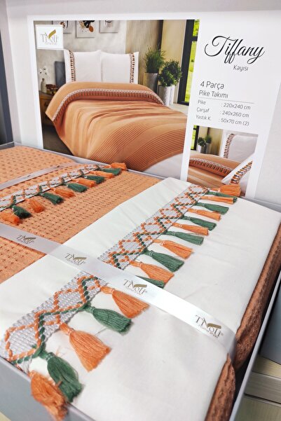 Sevim Çift Kişilik 4 Parça Püsküllü Havuz Pike Takımı