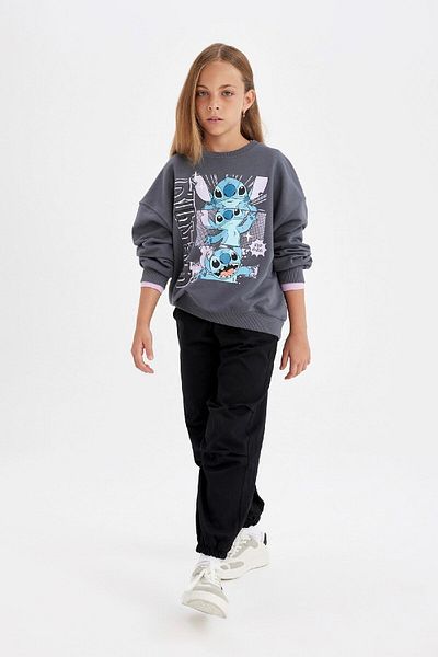 DeFacto Girl's Cotton Black Parachute Pants - Elastic Waist and Leg Pocket C8776A824Au