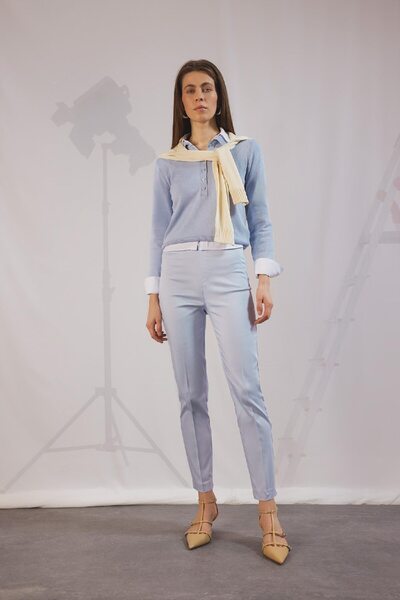 DeFacto Sigaret Saten Kumaş Pantolon Normal Bel Basic Düz Beli Lastikli Düz Paça J8743az25sm