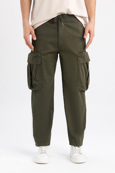 DeFacto Gabardine Trousers Rustic Loose Fit with Cargo Pockets B8606Ax23Wn
