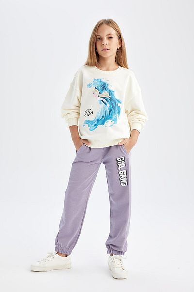DeFacto Girl's Jogger Sweatpants - Printed, Elastic Waist Leg and Pocket D0739A824Au