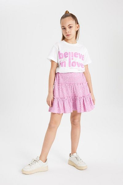 DeFacto Girl's Patterned Wrap Skirt B4460A824SM