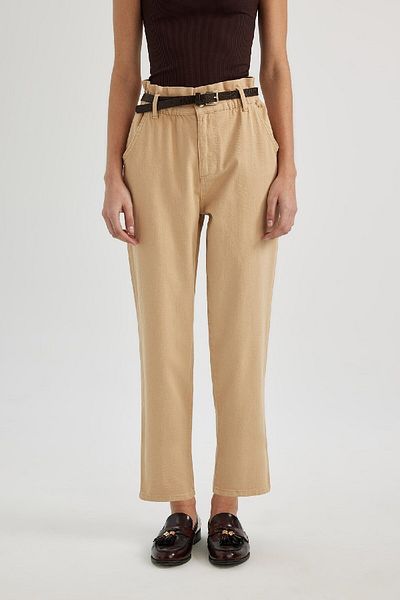 DeFacto Baggy Fit Gabardine Belt Pants High Waist Short Leg C1510Ax24Sp