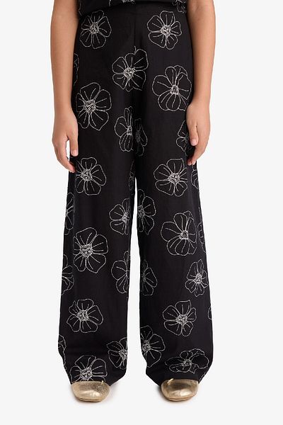 DeFacto Girls' Pattern Wide Leg Wide Leg Cotton Pants D7610A825Sm