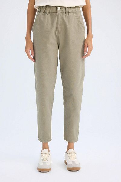 DeFacto High Waist Pocket Gabardine Pants - Basic Straight Cut S2790Az24Wn